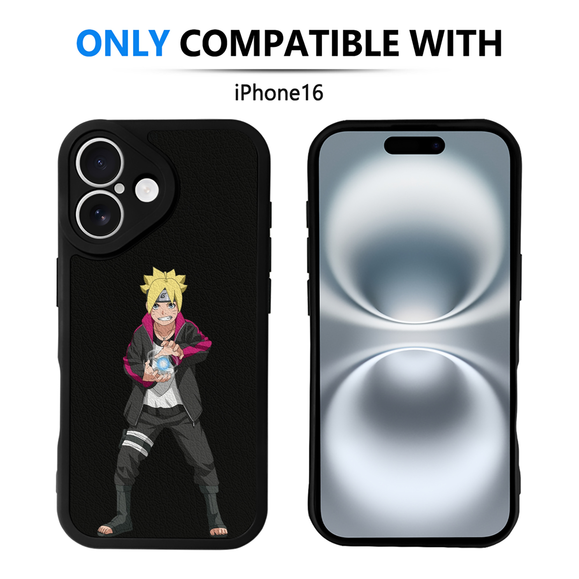 （画像用） NARUTO -ナルト- うずまき ボルト Uzumaki Boruto 【iPhone 16シリーズ対応】シリコンスマホケース（レザー調） 材質：シリコン